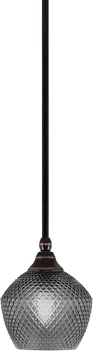 Miniatura 179 de Toltec Lighting Tallo Colgado Mini colgante, acabado de cobre negro, 3.5" cuadrado humo burbuja vidrio