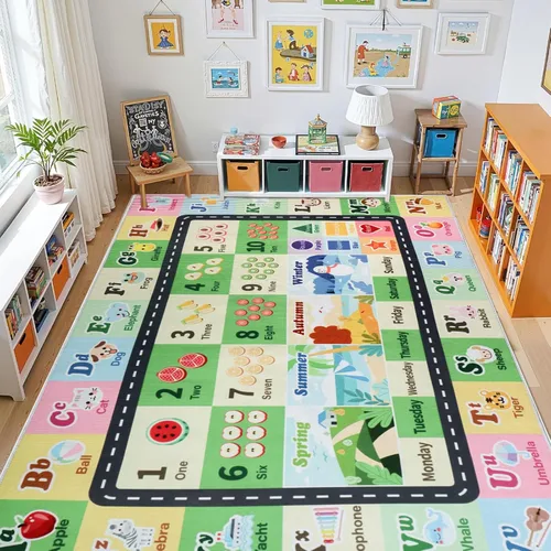 Miniatura 21 de Alfombra ABC infantil para sala de juegos, alfombra del alfabeto para el aula, alfombra lavable para habitación de bebé, sala de juegos, dormitorio