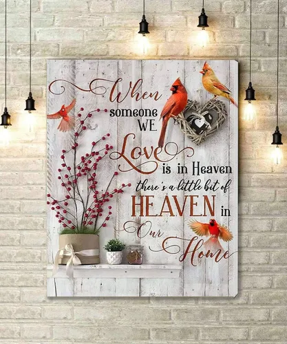 KEJPU Lienzo decorativo para pared, lienzo cardenal When Someone We Love Is In Heaven, estilo de madera para sala de estar, oficina, decoración
