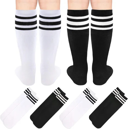 Miniatura 5 de 4 pares de calcetines de fútbol para niños, calcetines de fútbol para niñas, calcetines de fútbol para niños pequeños, calcetines de tubo para niños