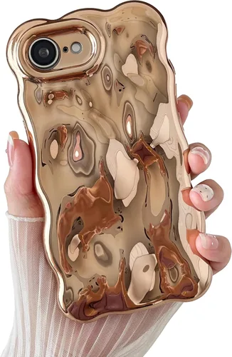 Miniatura 93 de XIZYO Funda para iPhone 13 de 6.1 pulgadas, bonito patrón de ondas, estético, 3D, rizado, ondulado, chapado en purpurina, para mujeres y niñas, Azul