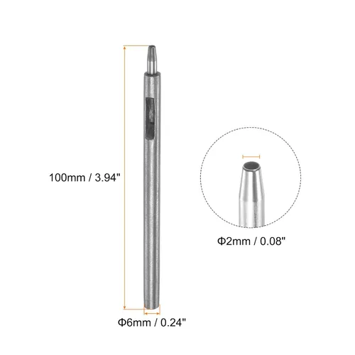 Miniatura 2 de HARFINGTON Perforadora de cuero de 0.079 pulgadas, recta, redonda, ojal, remache a presión, fijador para cuero, artesanía, ropa, bolso, cortina