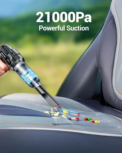 Miniatura 4 de SEALIGHT - Mini aspiradora de mano inalámbrica para automóvil, con succión de alta potencia de 21000 Pa, dos baterías de larga duración, 18 V/120 W