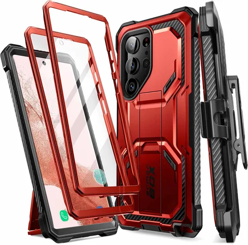 Miniatura 16 de i-Blason Armorbox - Funda para Samsung Galaxy S23 con soporte y clip para el cinturón, protector de pantalla integrado, 2 marcos frontales