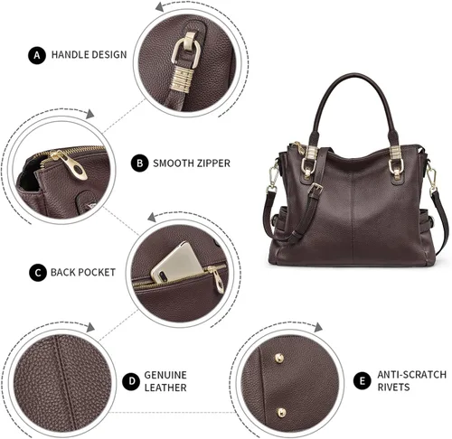 Miniatura 37 de Kattee Cartera bandolera estilo urbano de cuero para mujer