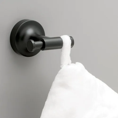 Miniatura 4 de Franklin Brass Voisin - Juego de 4 toalleros de baño negro mate de 24 pulgadas, soporte para papel higiénico, soporte para toallas de mano, gancho
