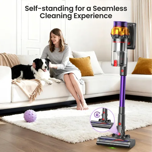 Miniatura 6 de Xlife Aspiradora Inalámbrica, Aspiradora de Palo de 550W 48KPA para el Hogar, Aspiradora Inalámbrica con Base Autoportante, Cepillo Antienredo