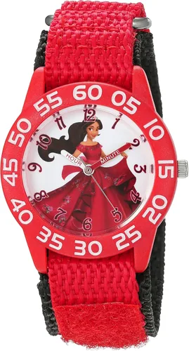 Disney Reloj de cuarzo "Elena of Avalor" para niña de plástico y nailon, color rojo (Modelo W003025), Elena Of Avalor, Niños de plástico