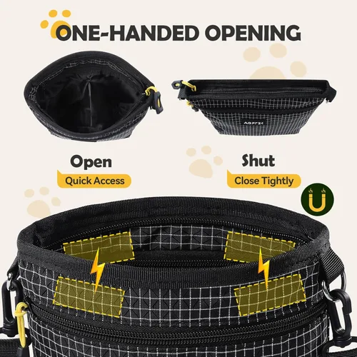 Miniatura 3 de AGPTEK Bolsa magnética para pasear perros con bolsa de aperitivos extraíble y dividida, paquete de cintura resistente al agua con dispensador