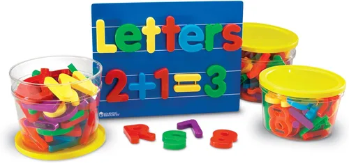 Learning Resources Juego combinado de letras y números magnéticos jumbo - 80 piezas, juguetes de aprendizaje para niños de 3 años en adelante, ABC