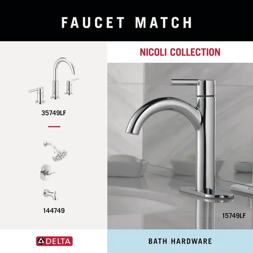 Miniatura 4 de DELTA FAUCET NIC64-PC Nicoli - Juego de 4 piezas de accesorios de baño de 18 a 24 pulgadas, toallero, soporte para papel higiénico, anillo