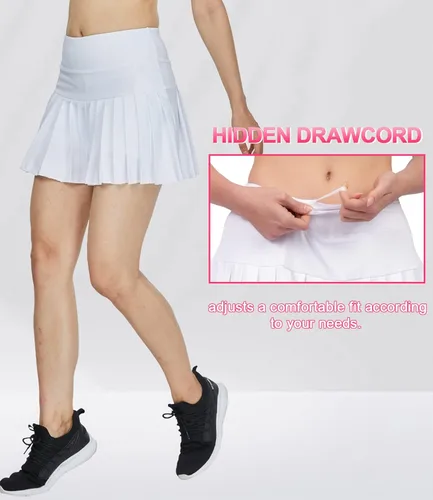 Miniatura 5 de HonourSex Falda de Tenis Plisada para Mujer, Faldas de Golf con Bolsillos, Falda con Pantalones Cortos para Entrenamiento, Deportes, Senderismo