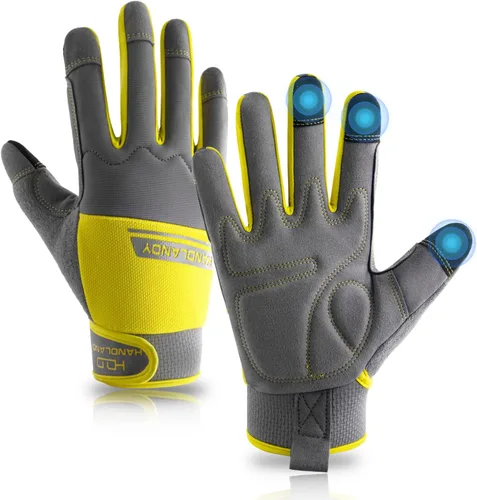 Miniatura 18 de AIGEVTURE Guantes de trabajo para hombre y mujer, guantes de jardinería de uso general con pantalla táctil, guantes de mecánico delgados de trabajo