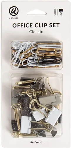 Miniatura 12 de U Brands Kit de accesorios de oficina, suministros de oficina, incluye 65 estándar, 5 jumbo y 30 clips de papel de tamaño mediano en un surtido