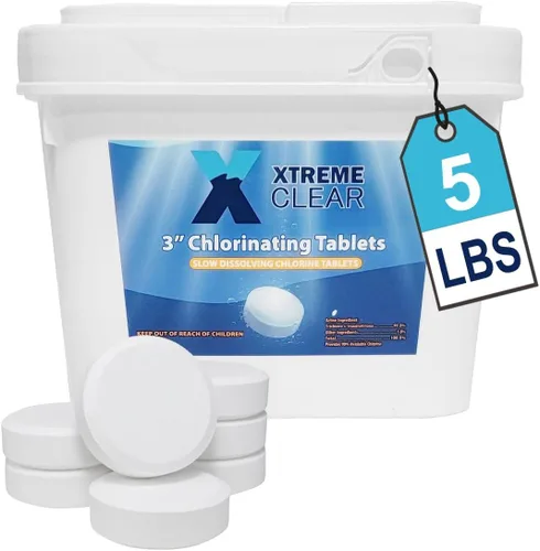 XtremeClear - Tabletas de cloro estabilizadas de 3 pulgadas para desinfectar piscinas, envueltas individualmente, cloro de disolución lenta,
