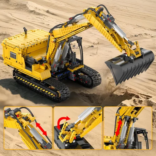 Miniatura 4 de Mould King - Juegos de construcción de excavadora RC, 13112 Kits de modelo de ingeniería con control remoto APP, conjuntos de vehículos