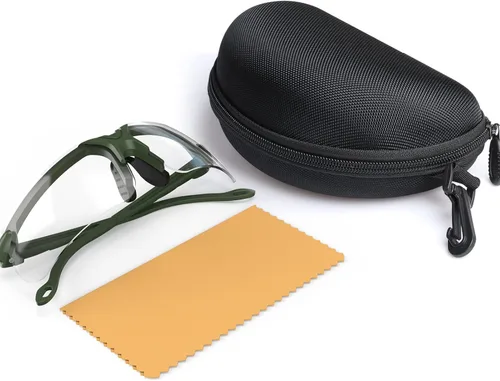 Miniatura 8 de Xaegistac Gafas de disparo con estuche Gafas de seguridad antivaho para cazadores para adultos Lente transparente-marco verde