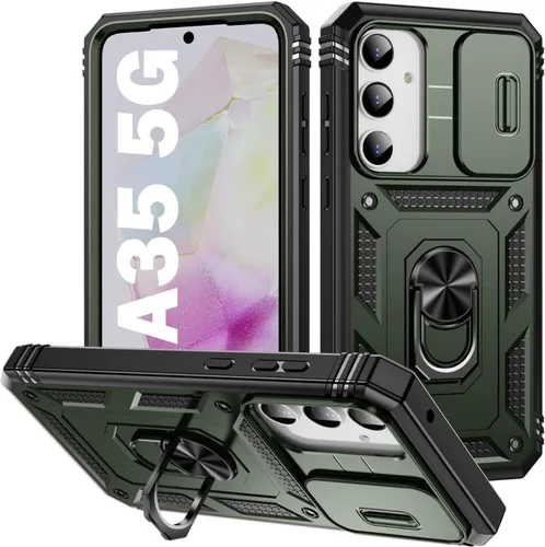 Miniatura 18 de PASNEW Funda para Samsung Galaxy A54, Soporte Metálico y Cubierta Deslizante para Cámara, Militar Multicapa Resistente de Cuerpo Completo a Prueba