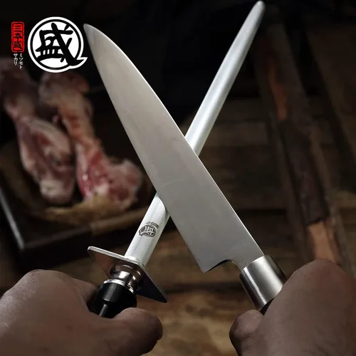 Miniatura 4 de MITSUMOTO SAKARI Acero japonés de afilado de 12 pulgadas, barra de afilar cuchillos de diamante plano, afilador profesional de alto carbono