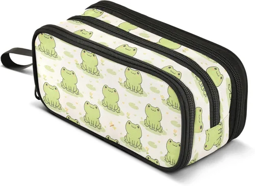 MNSRUU Estuche grande para lápices, estuche estético con diseño de rana linda, organizador de marcadores, caja de lápices para niñas, niños y