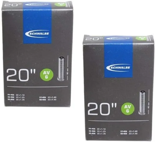 Schwalbe Tubos interiores AV6 BMX - 20 x 1.10-1.50, válvula Schrader de 1.575 in (paquete de 2) tubos interiores SCHWALBE AV6 BMX - 20 x 1.10-1.50,
