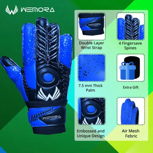 Miniatura 3 de Guantes de Portero de Fútbol Fingersave para Niños, Jóvenes y Adultos con Palma de Agarre Fuerte de 7.5MM, Espinas Flexibles en los Dedos Guantes