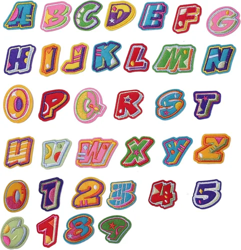 Miniatura 36 de GYGYL - 72 parches de letras y números para planchar, parches de letras blancas del alfabeto bordado de la A a la Z, apliques de números del 0 al 9