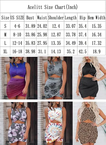 Miniatura 4 de Acelitt Vestido ajustado de verano para mujer sin mangas con huecos con torcedura para fiesta