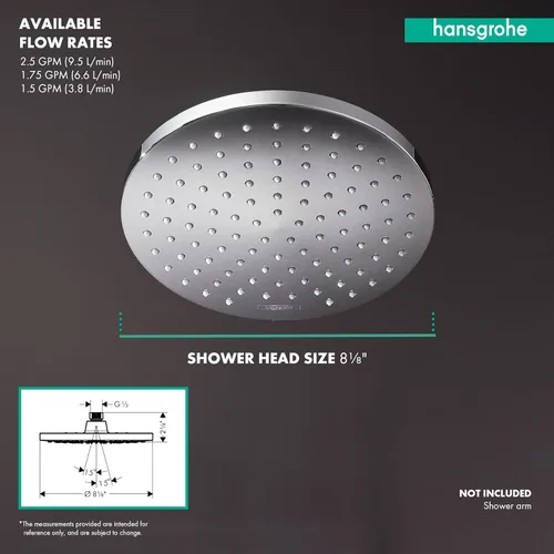 Miniatura 2 de Hansgrohe Vernis Blend 26093821 - Cabezal de ducha de 8 pulgadas, 1 pulverizador completo en níquel cepillado, 26093821 cepillado níquel