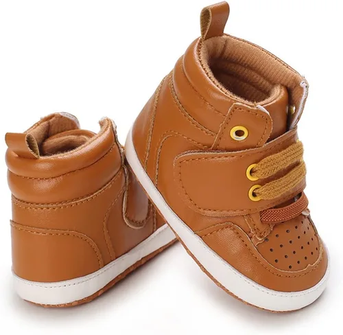 Miniatura 3 de Sekantrol Zapatos de cuna para recién nacidos, para niños y niñas, suela de goma suave, zapatos para bebés, zapatos deportivos de moda de caña alta