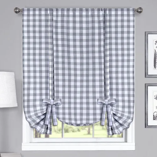 Miniatura 13 de Achim Home Furnishings - Cortina de ventana a cuadros de un solo paño, 42 x 63 pulgadas, blanca y negra