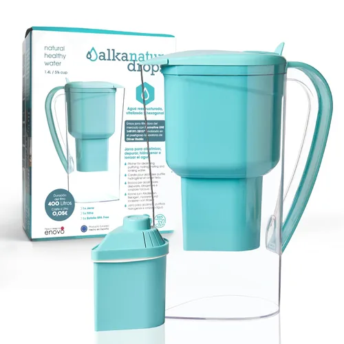 Miniatura 15 de Alkanatur Jarra de filtro de agua de hidrógeno alcalino, elimina fluoruro, cloro, microplásticos, PFA, carbón de coco activado con plomo, ionizador