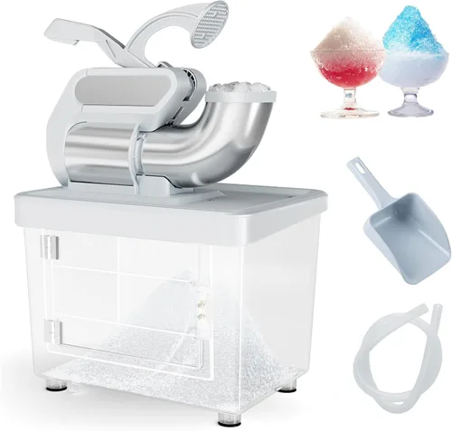 Miniatura 10 de Máquina comercial de cono de nieve de 660 libras/h, trituradora de hielo eléctrica aprobada por ETL de 300 W con interruptor de encendido/apagado