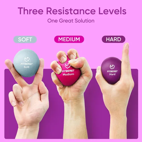 Miniatura 2 de FitBeast Grip Strength Trainer – 6 Pieces Hand Therapy Kit with Finger Extension Exerciser & Stress Balls for Adults, Rehab & Strength Training