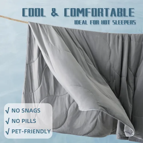 Miniatura 6 de DOWNCOOL Edredón Refrescante, Manta de Enfriamiento Gris Tamaño Queen, Edredón Refrescante para Personas que Duermen con Calor, Edredón de Verano
