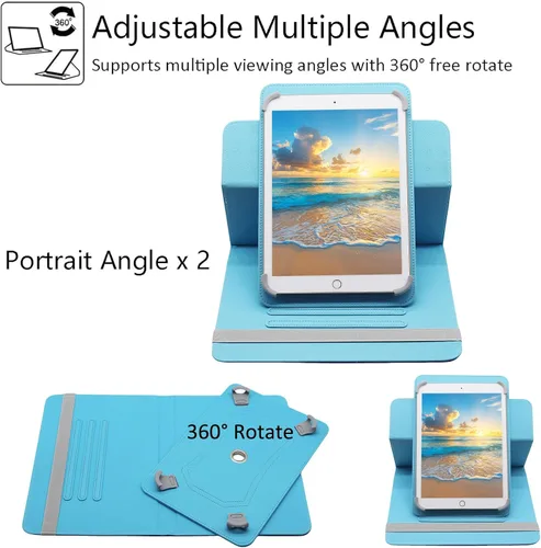 Miniatura 5 de Funda universal para tablet Android de 7 y 8 pulgadas, Dluggs de piel sintética, con soporte giratorio de 360 grados y múltiples ángulos