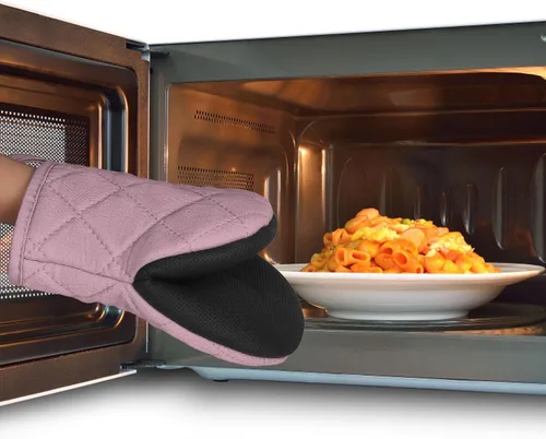 Miniatura 7 de 1 par de manoplas cortas para horno, de silicona resistentes al calor, para cocina, 500 grados, superficies de agarre antideslizantes y guantes