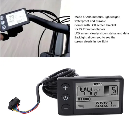 Miniatura 3 de Goshyda S866 - Computadora para bicicleta, medidor LCD con pantalla eléctrica, panel de control de scooter eléctrico de 24 V, 36 V, 48 V