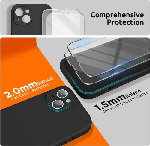 Miniatura 3 de SURPHY Funda diseñada para iPhone 15 Plus con protector de pantalla y cordón, correa de teléfono y funda de silicona líquida para teléfono