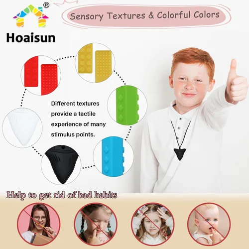 Miniatura 3 de Collares masticables para niños sensoriales, paquete de 6 collares masticables para niños sensoriales con autismo, TDAH, TEP, masticación