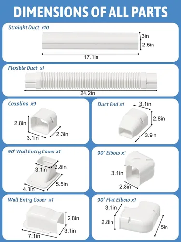 Miniatura 3 de Kit de cubierta de línea de 3 pulgadas de ancho x 16 pies de largo para mini aire acondicionado dividido sin conductos, cubierta decorativa de PVC