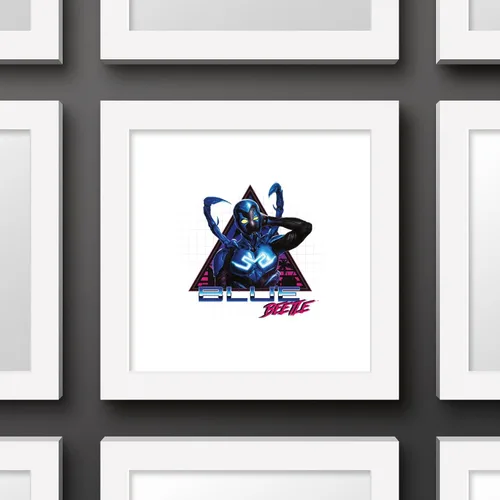 Miniatura 2 de Trends International Gallery Pops DC Comics Blue Beetle - Póster de pared retro Super Future, 12 x 12 pulgadas, versión de marco blanco