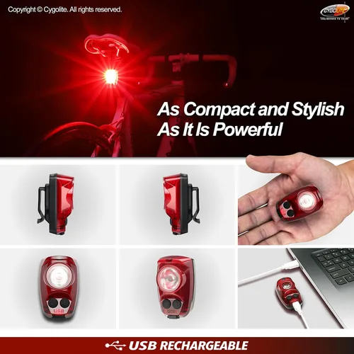 Miniatura 5 de Cygolite Hotshot Pro - Modelos de luz trasera de bicicleta de 200 y 150 lúmenes, estilos de montaje duro y flexible, 6 modos de noche y día