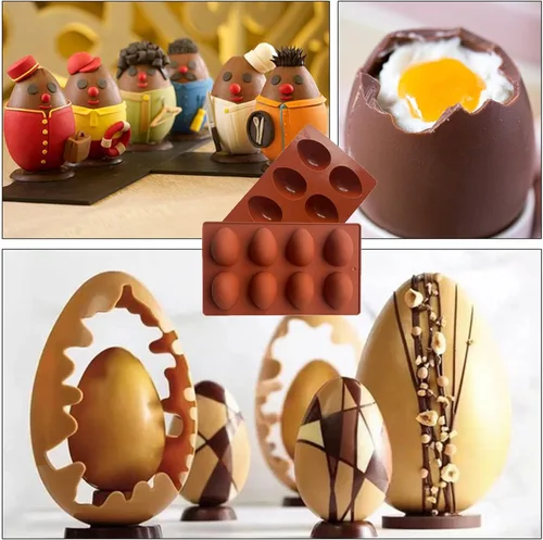Miniatura 7 de 2 piezas de moldes de silicona en forma de huevo, moldes de silicona para gelatina, galletas, chocolate y caramelo para hornear para decoración