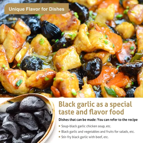 Miniatura 5 de RioRand Ajo negro entero y pelado fermentado de 90 días sin conservantes añadidos listos para comer para aperitivos y cocinar, 32.45 oz y 2.03 libras