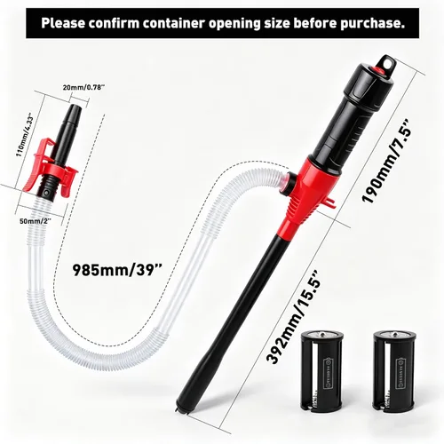 Miniatura 2 de SEDY Bomba manual eléctrica, bomba de transferencia portátil con batería, extractor de líquido de sifón multiusos para gasolina, diesel, combustible