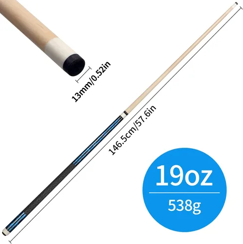 Miniatura 6 de Kmise Pool Cue Stick Set,4 Colors Canadian Maple Cue,Pool Sticks for Adults,Tacos de Billar 18 19 20 21oz for Beginner Azul (1 pieza)