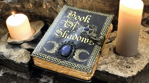 Miniatura 7 de Libro de hechizos en blanco de sombras con lapislázuli celta – Diario de cuero vintage con cerradura, diario de basura de grimorio, cuaderno