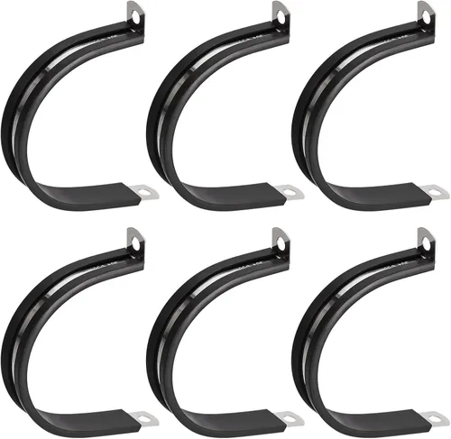Miniatura 33 de uxcell Abrazadera de cable de 1/2 pulgada (0.472 in) de acero inoxidable 304 Abrazadera aislada acolchada de goma de acero inoxidable en forma de R