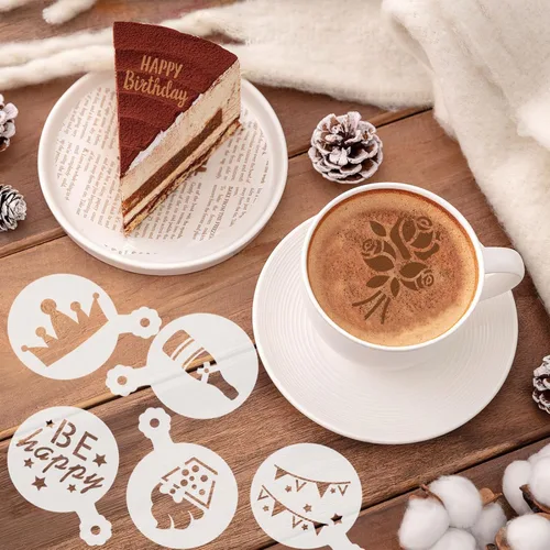 Miniatura 4 de JULBEAR Plantillas de galletas de cumpleaños, 36 piezas reutilizables para decoración de café, plantillas para galletas, hornear, pintura